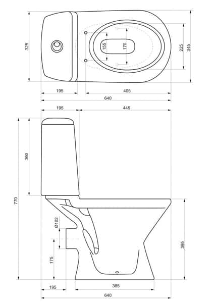 Унитаз компакт Jika ERA 2453.2 (345х770х640) с горизонтальным выпуском ...