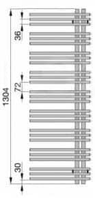 Полотенцесушитель Zehnder Yucca Assymetric YAEL-130 схема с размерами Полотенцесушитель Zehnder Yucca Assymetric YAEL-130 схема с размерами