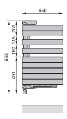 Размеры полотенцесушителя Zehnder Roda Air ROER-100 Размеры полотенцесушителя Zehnder Roda Air ROER-100