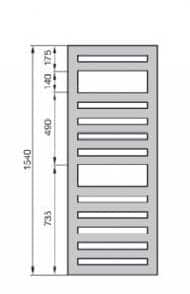 Полотенцесушитель Zehnder Metropolitan METE-150 чертеж Полотенцесушитель Zehnder Metropolitan METE-150 чертеж