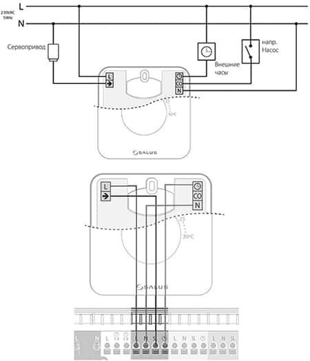 Термостат SALUS HTR230 (20), 220В, бесшумный, автоматическое переключение режимов Термостат SALUS HTR230 (20), 220В, бесшумный, автоматическое переключение режимов