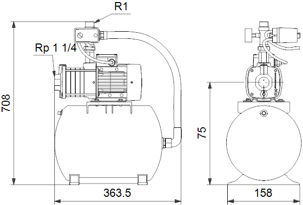 Насос повышения давления GRUNDFOS CMB 5-37, бак 24 л., мембранный напорный бак, реле давления Насос повышения давления GRUNDFOS CMB 5-37, бак 24 л., мембранный напорный бак, реле давления