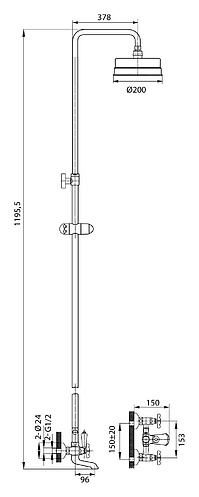 Смеситель EDELFORM Verde VR2910B для ванны/душа двухзахватный, с душевым комплектом, цвет бронза Смеситель EDELFORM Verde VR2910B для ванны/душа двухзахватный, с душевым комплектом, цвет бронза
