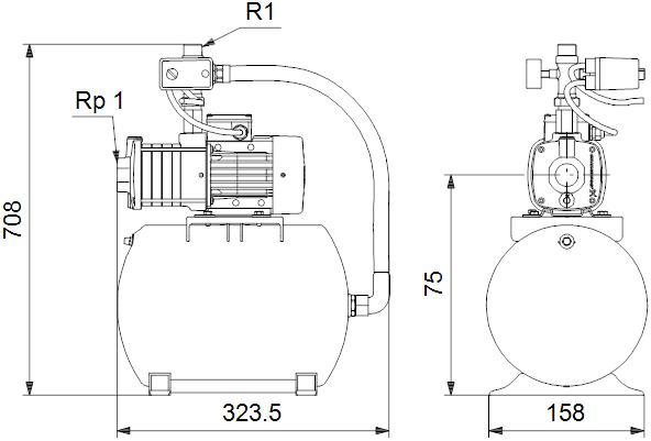 Насос повышения давления GRUNDFOS CMB 3-37, бак 24 л., мембранный напорный бак, реле давления Насос повышения давления GRUNDFOS CMB 3-37, бак 24 л., мембранный напорный бак, реле давления